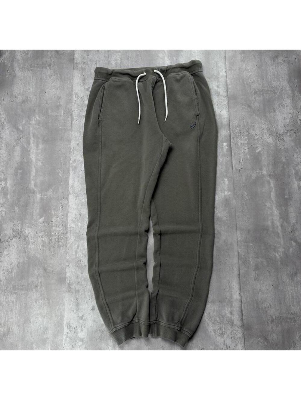 Y2K Olive Green Asics Grunge Cuffed Gym Sweatpants